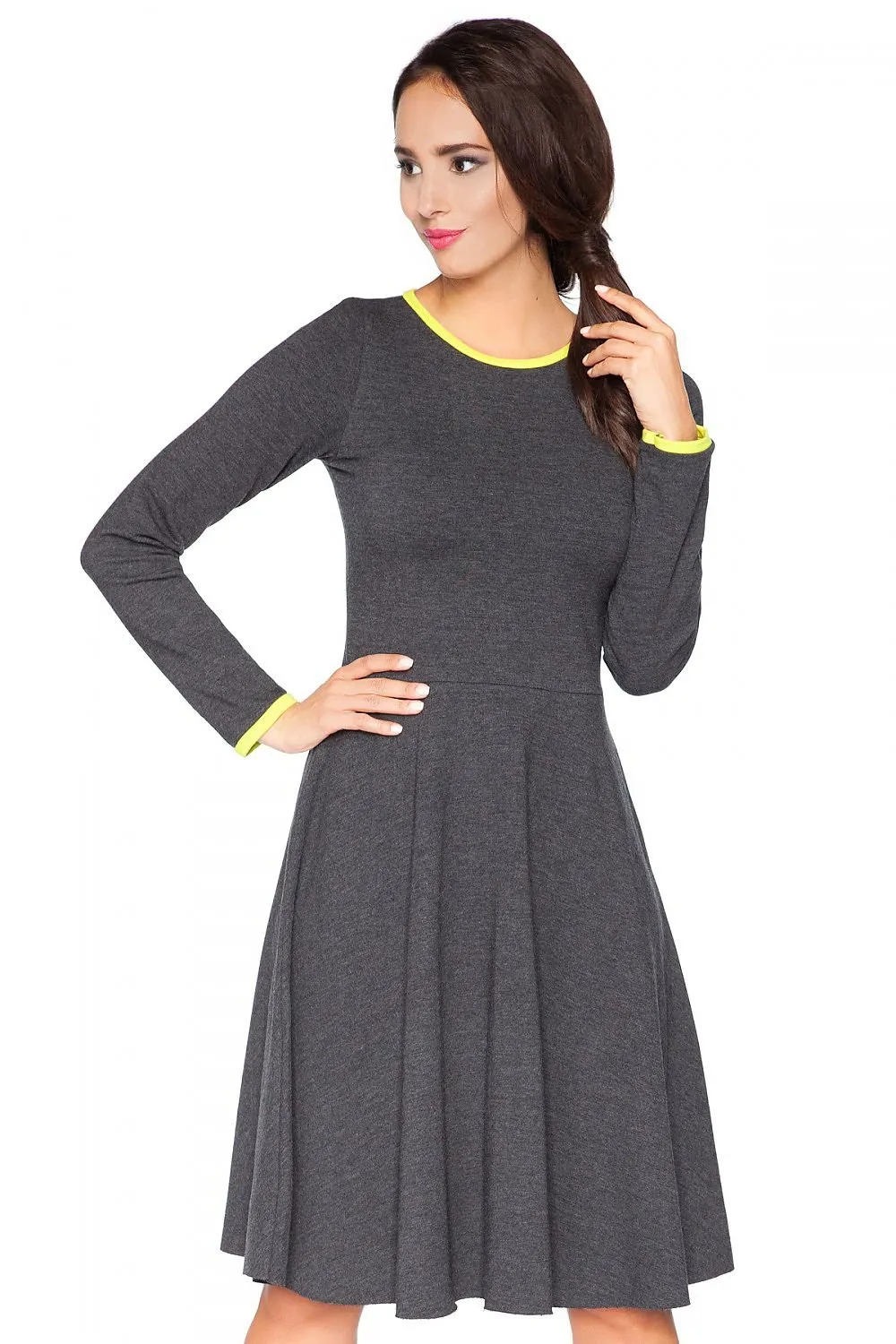 Edgy Chic Casual Knit Day Dress with Unique Raw Edges