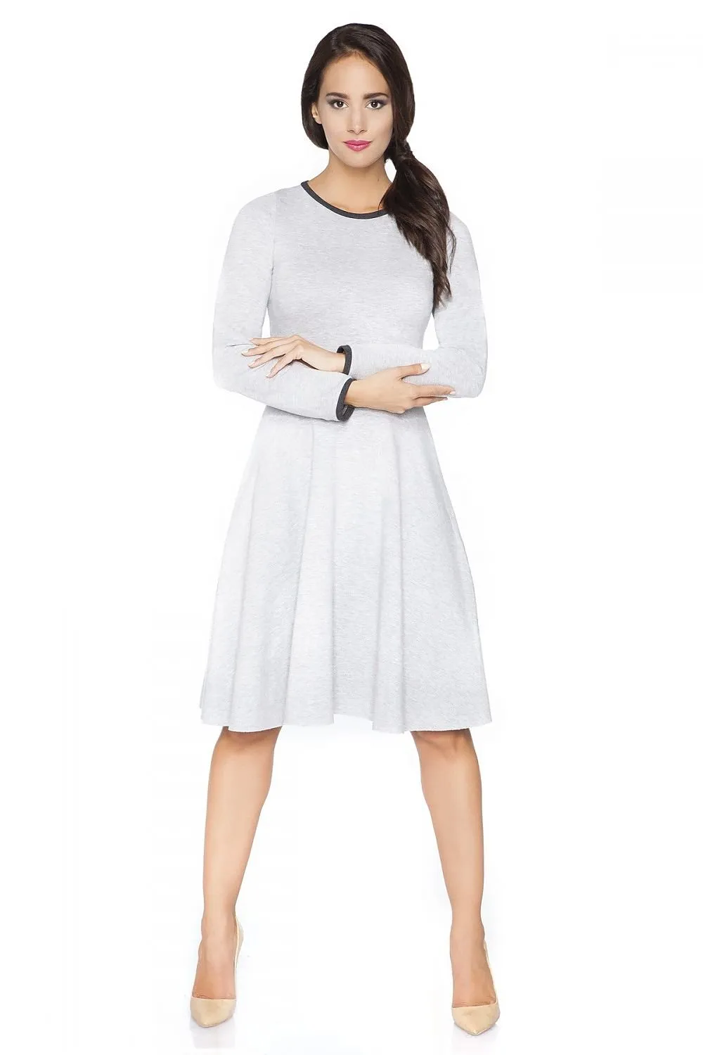 Edgy Chic Casual Knit Day Dress with Unique Raw Edges