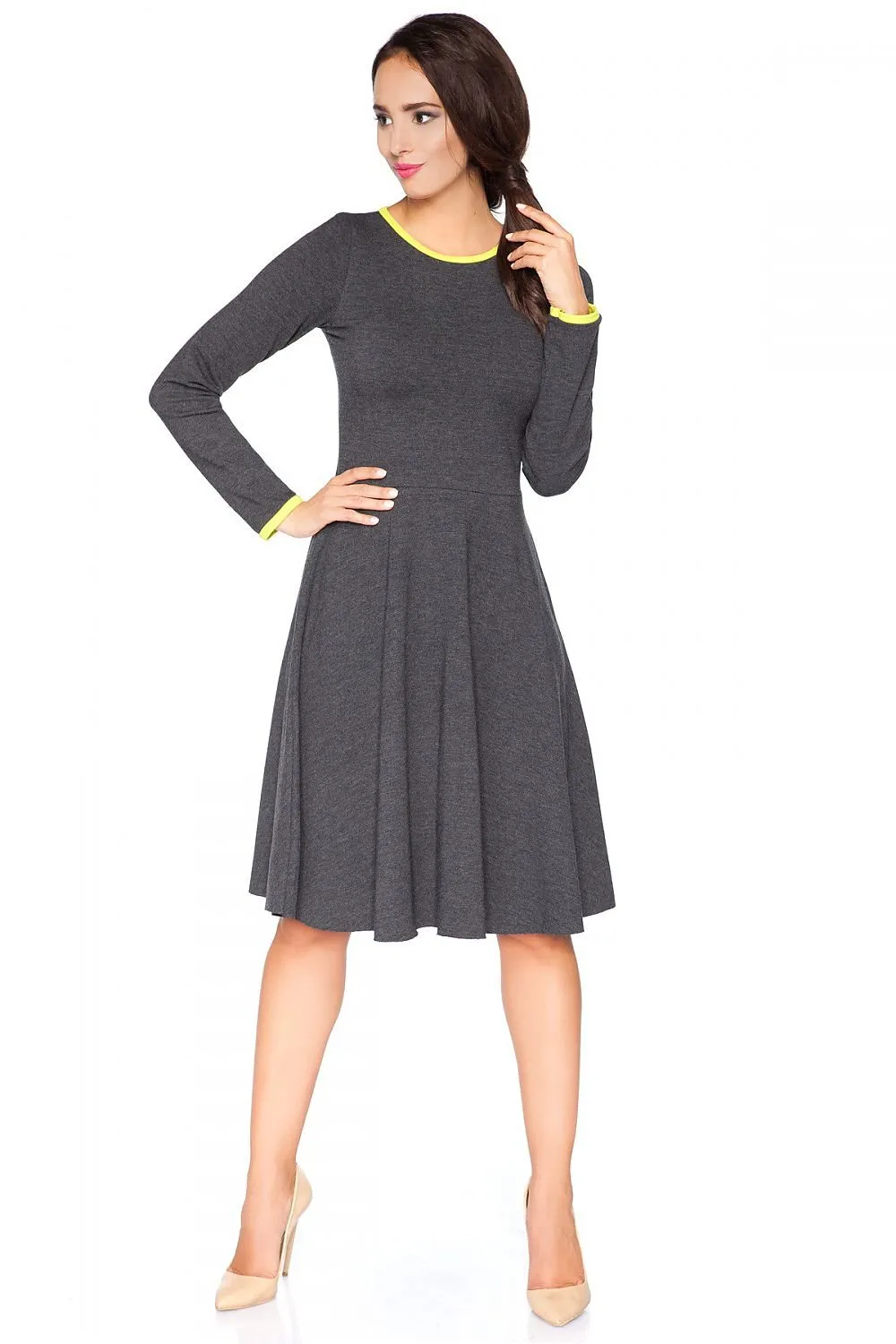 Edgy Chic Casual Knit Day Dress with Unique Raw Edges