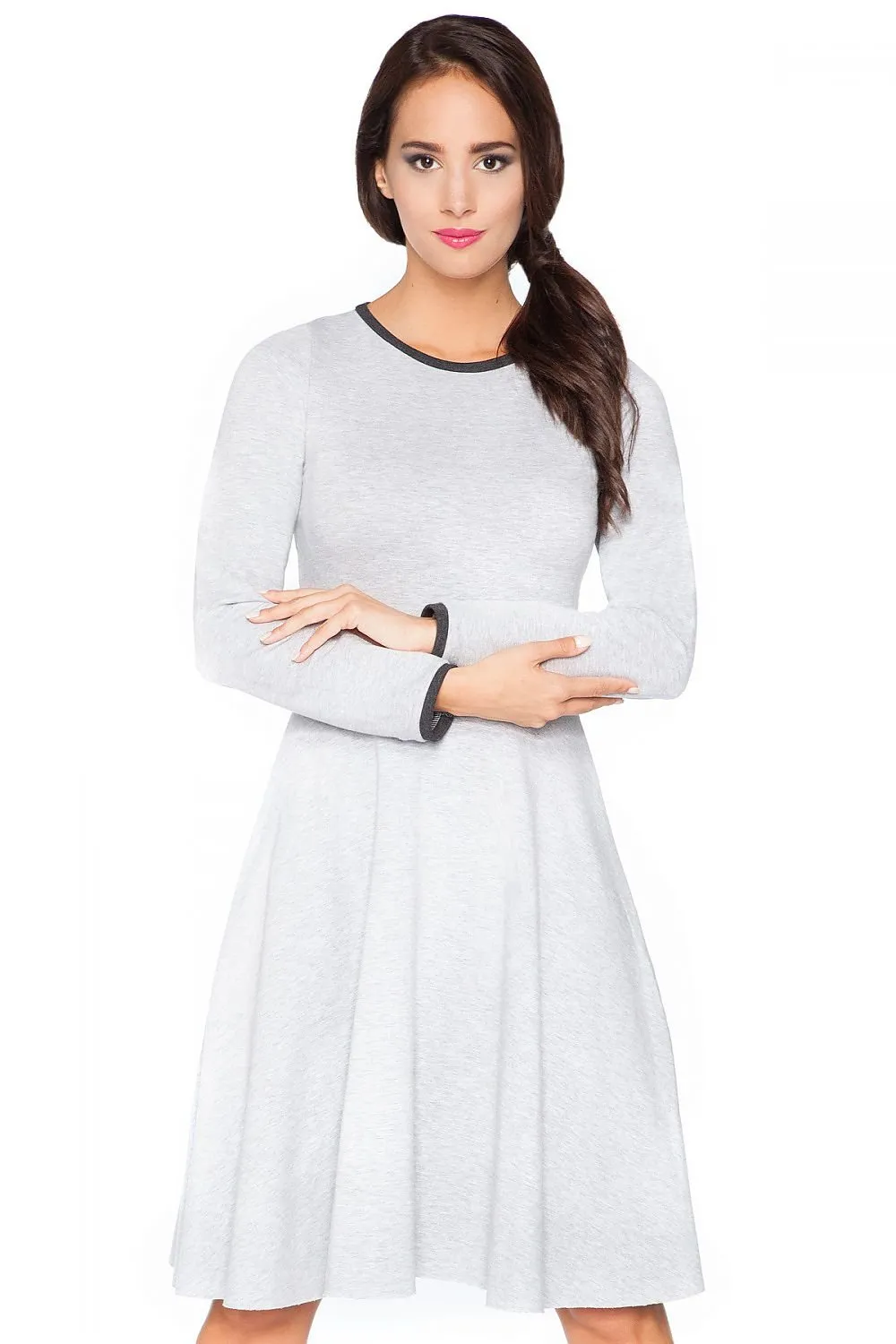 Edgy Chic Casual Knit Day Dress with Unique Raw Edges