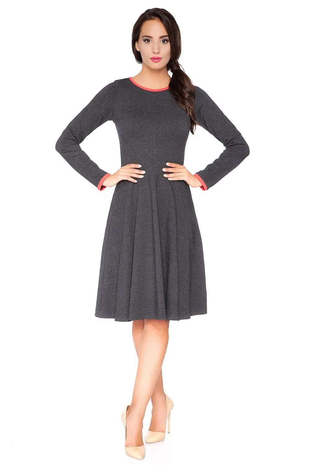 Edgy Chic Casual Knit Day Dress with Unique Raw Edges