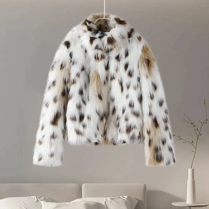 Elegant Leopard Faux Fur Coat