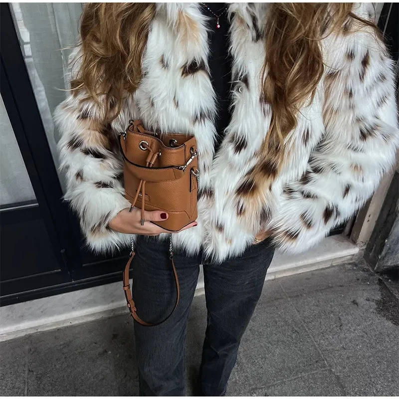 Elegant Leopard Faux Fur Coat