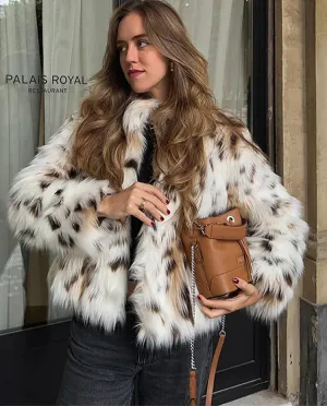 Elegant Leopard Faux Fur Coat