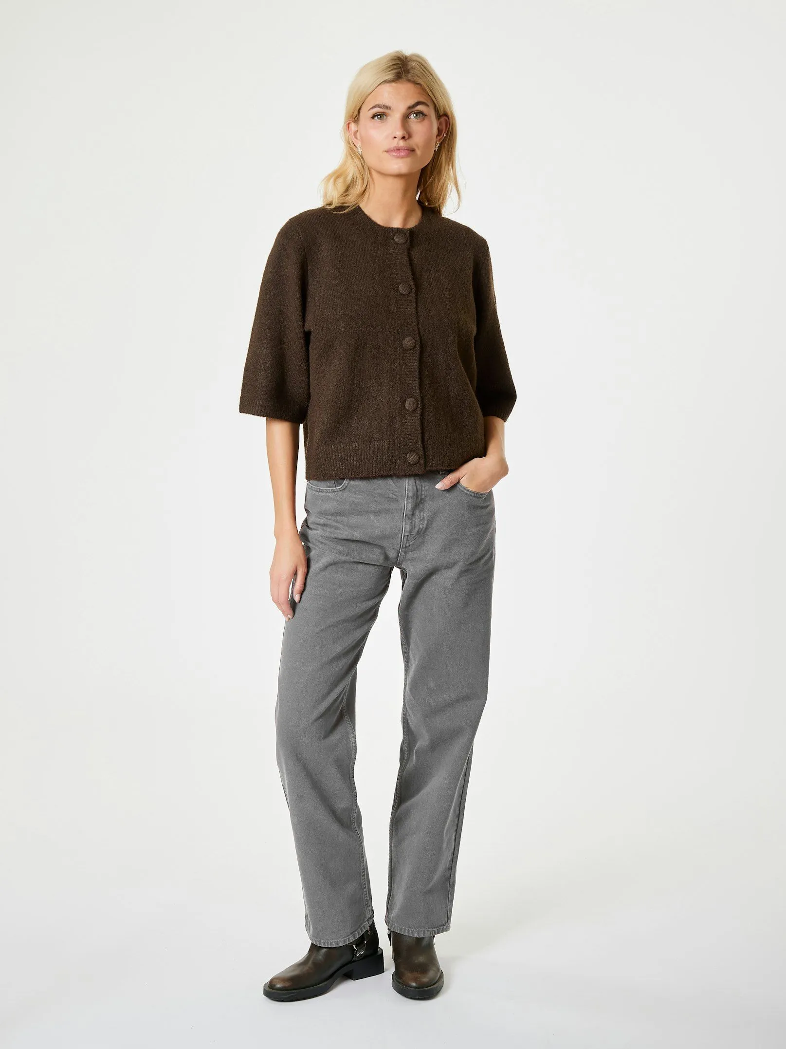 Elmira Knit Cardigan - Chocolate Brown
