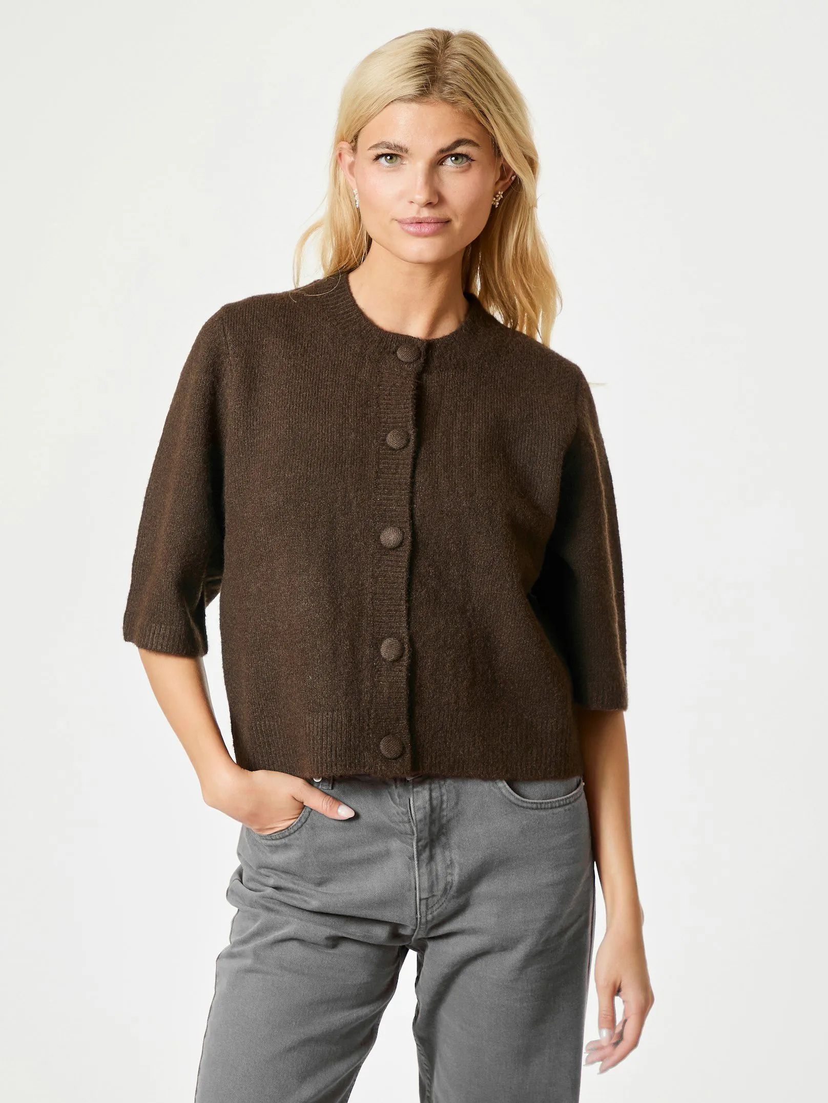 Elmira Knit Cardigan - Chocolate Brown