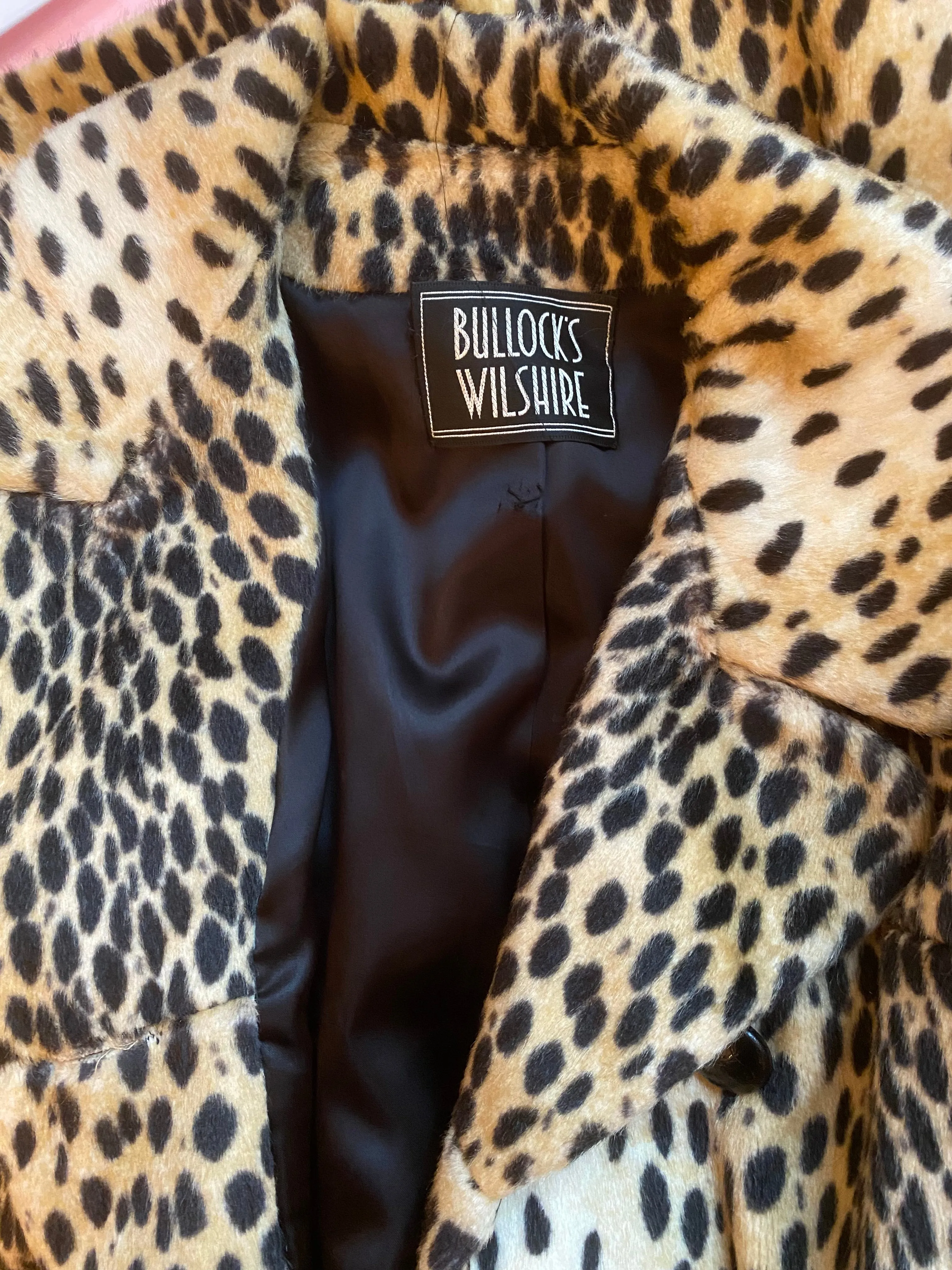 FAB 1960's Cheetah Print Faux Fur Coat From Bullocks / Medium