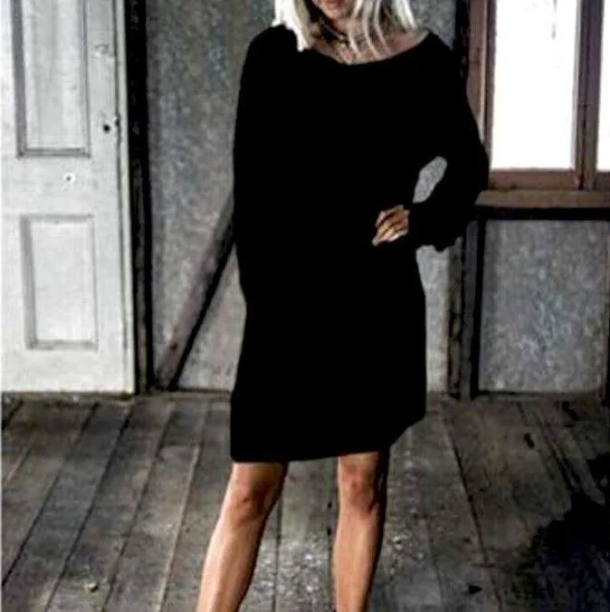 FashionSierra - New Fashion Women O Neck Long Sleeve Dress Solid Color Loose Dress Ladies Casual Warm Mini Dress Winter