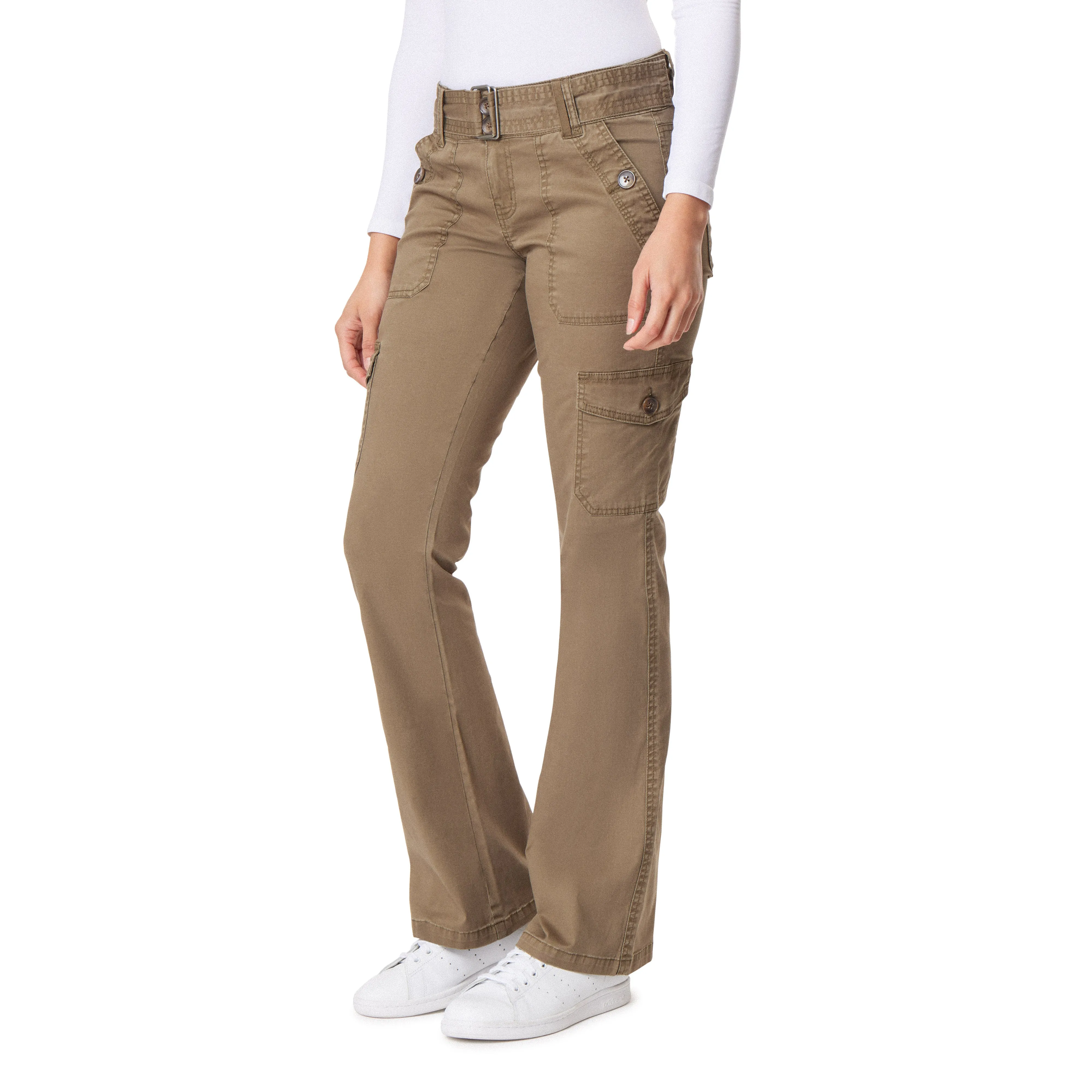 Feisty Curvy Low Rise Belted Cargo Flare