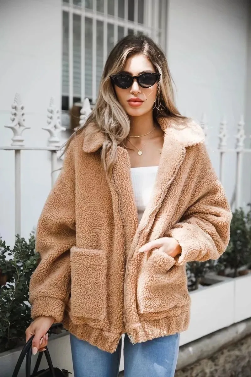 Fleece Pocket  Loose Coat