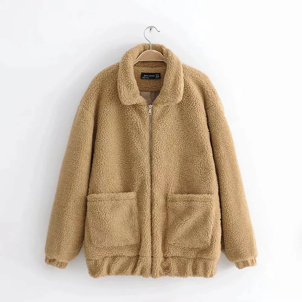 Fleece Pocket  Loose Coat