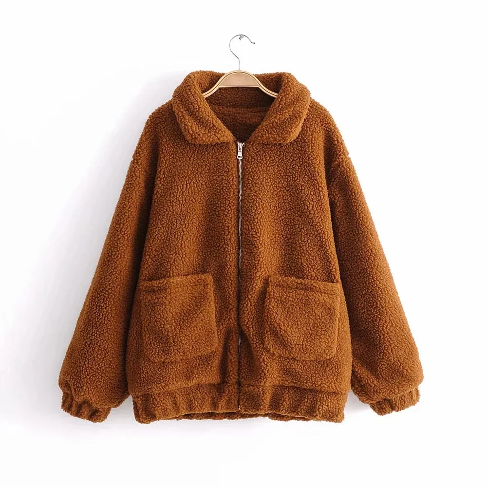 Fleece Pocket  Loose Coat