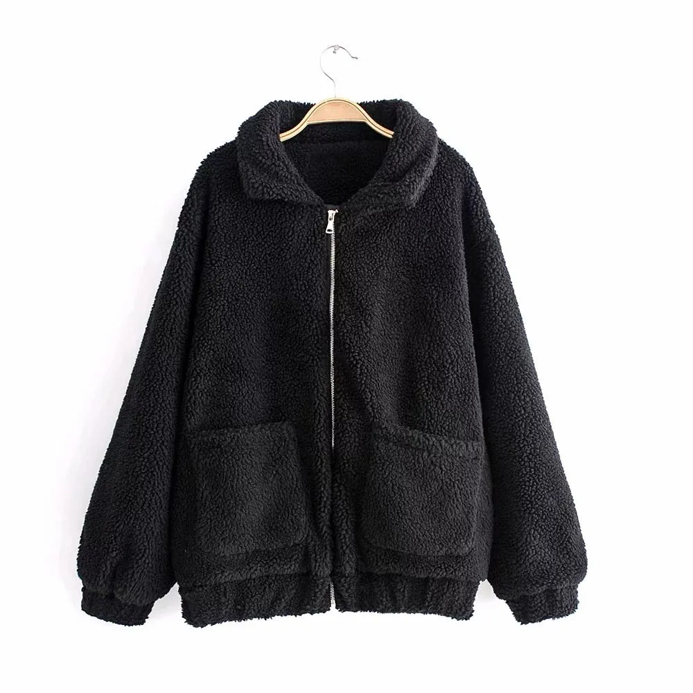 Fleece Pocket  Loose Coat
