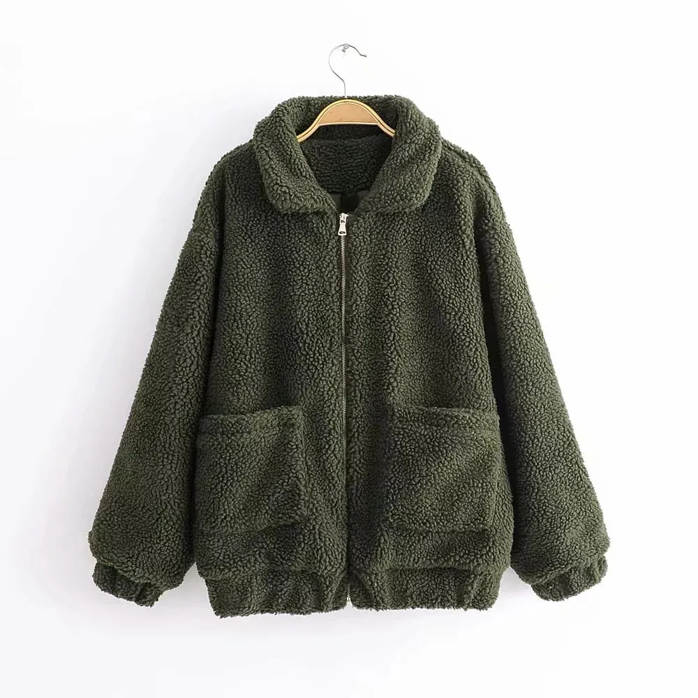Fleece Pocket  Loose Coat