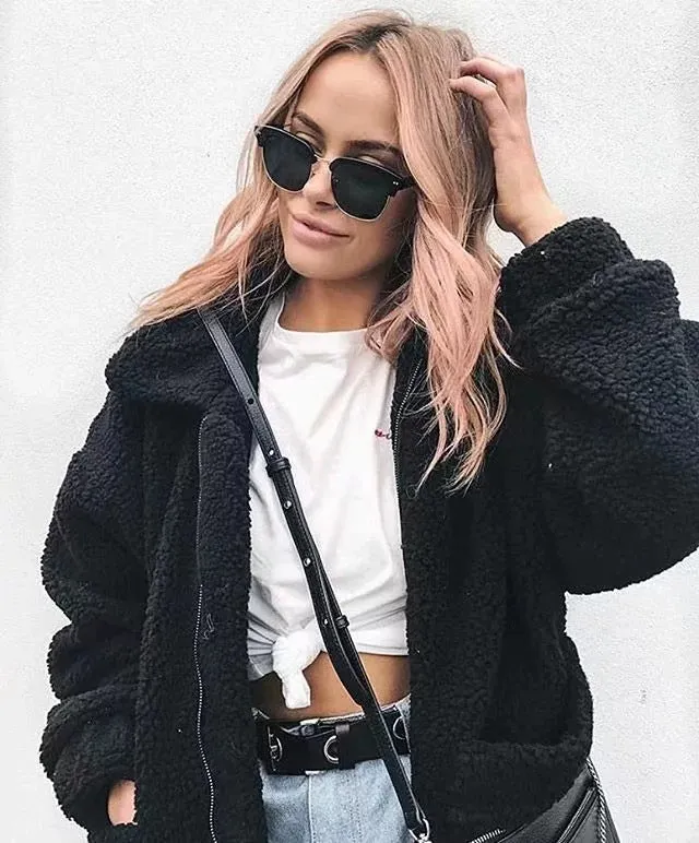 Fleece Pocket  Loose Coat