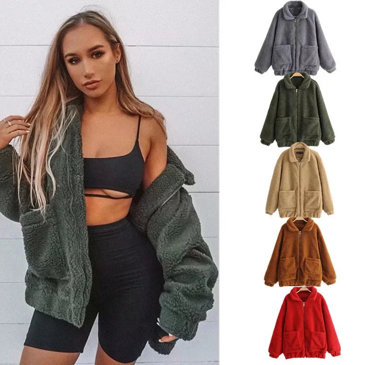 Fleece Pocket  Loose Coat