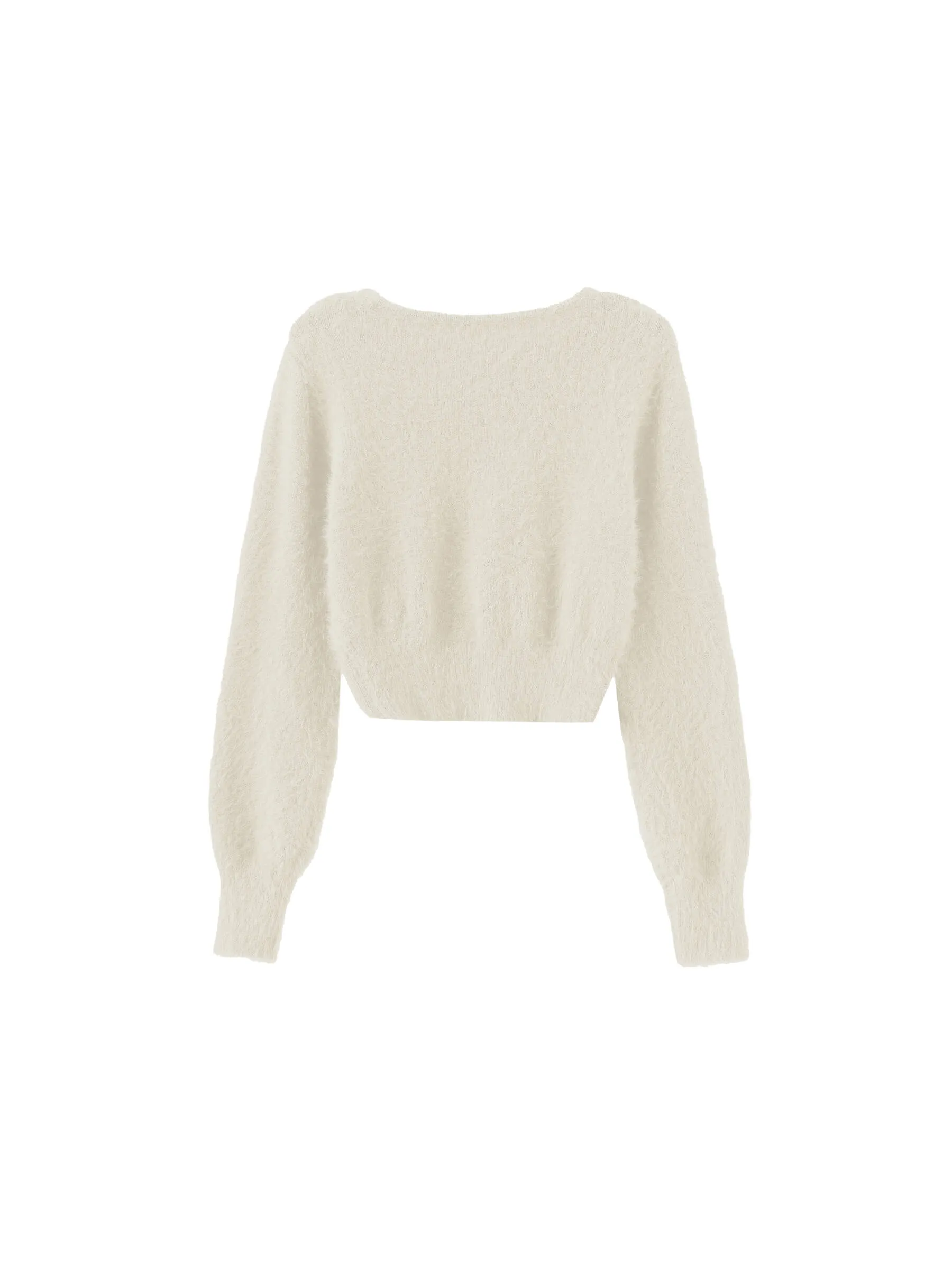 Fluffy Cropped Knit Cardigan