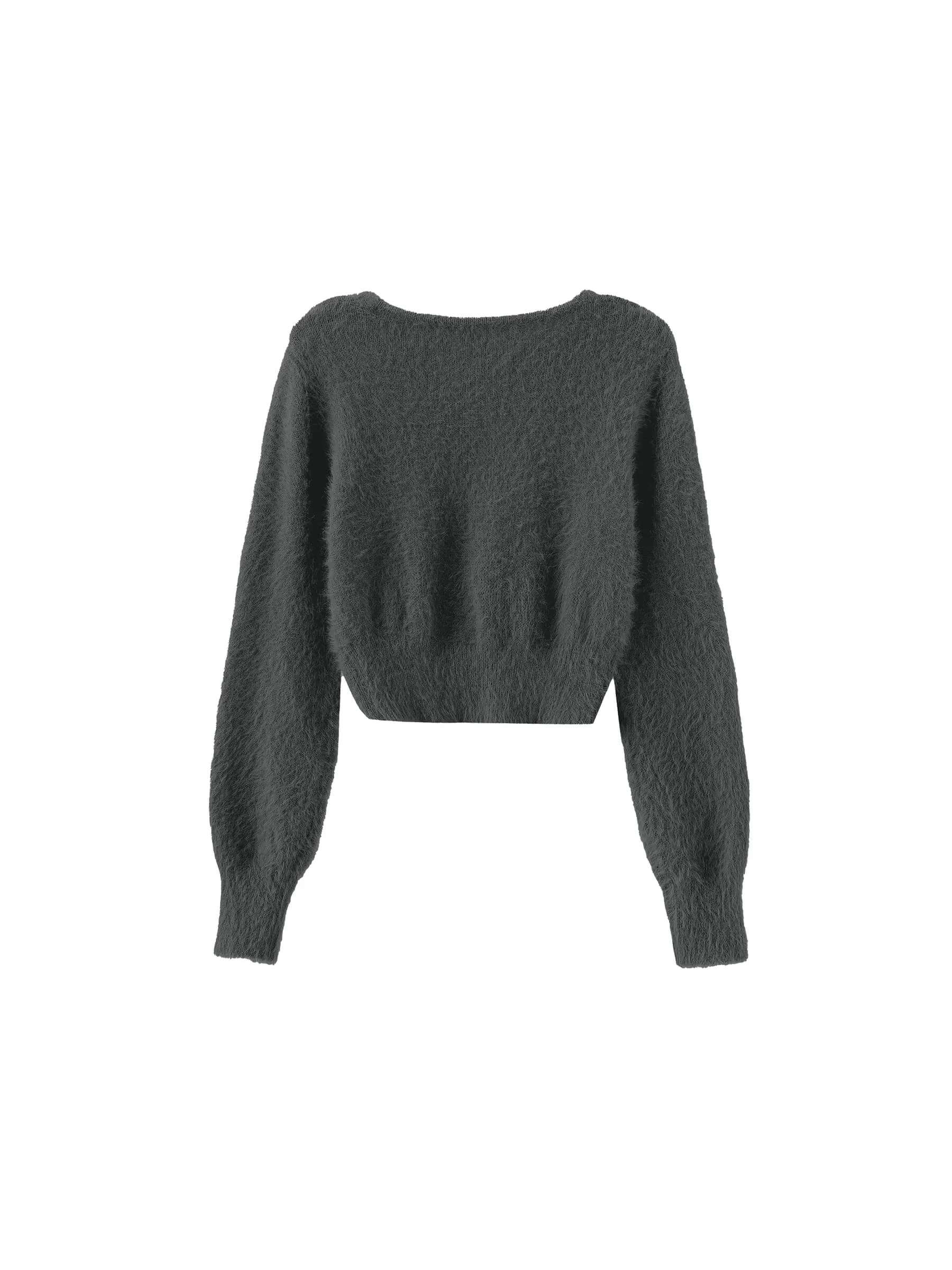 Fluffy Cropped Knit Cardigan