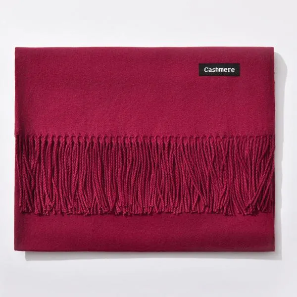 Fringed Cashmere Scarf Solid Colors