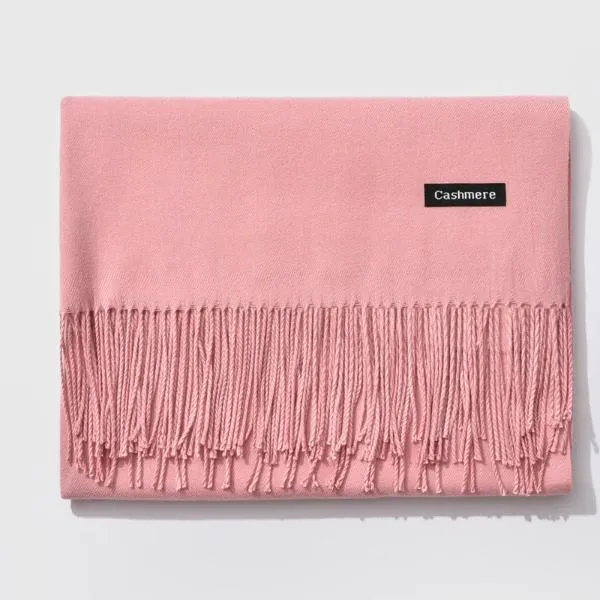 Fringed Cashmere Scarf Solid Colors
