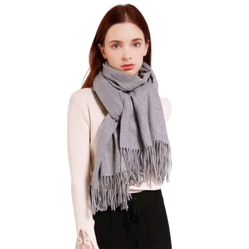 Fringed Cashmere Scarf Solid Colors