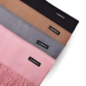 Fringed Cashmere Scarf Solid Colors