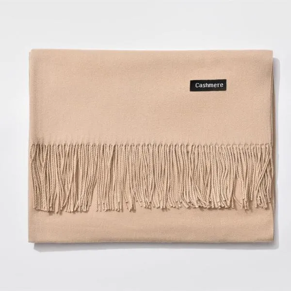 Fringed Cashmere Scarf Solid Colors