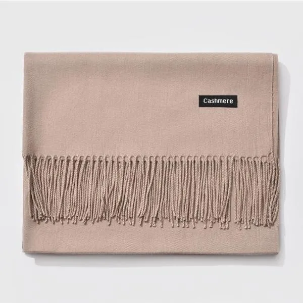 Fringed Cashmere Scarf Solid Colors