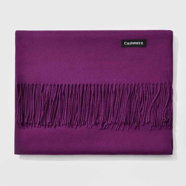 Fringed Cashmere Scarf Solid Colors