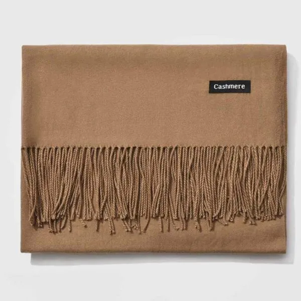 Fringed Cashmere Scarf Solid Colors