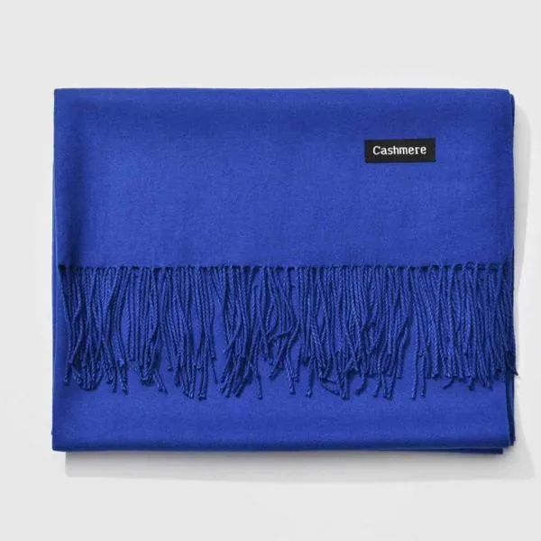 Fringed Cashmere Scarf Solid Colors
