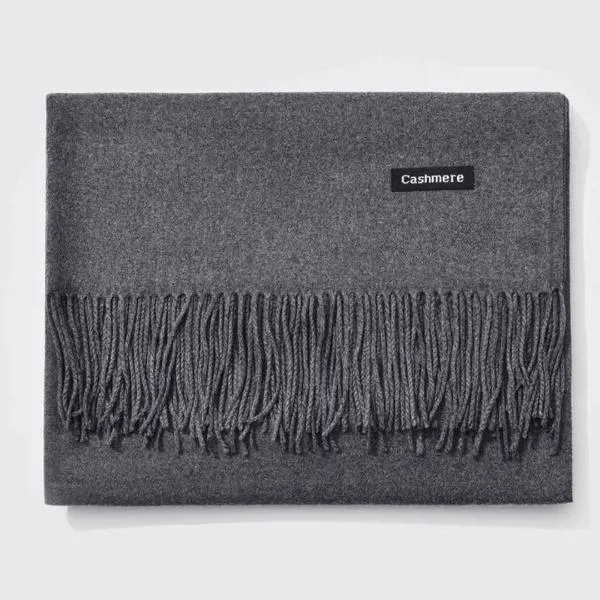 Fringed Cashmere Scarf Solid Colors
