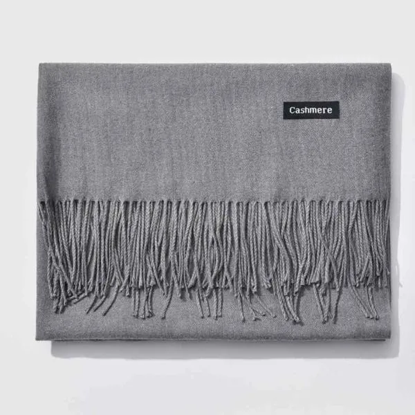Fringed Cashmere Scarf Solid Colors