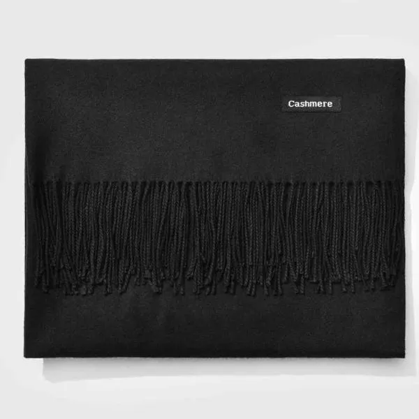 Fringed Cashmere Scarf Solid Colors