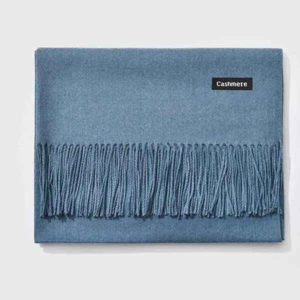 Fringed Cashmere Scarf Solid Colors