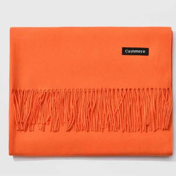 Fringed Cashmere Scarf Solid Colors