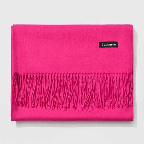 Fringed Cashmere Scarf Solid Colors