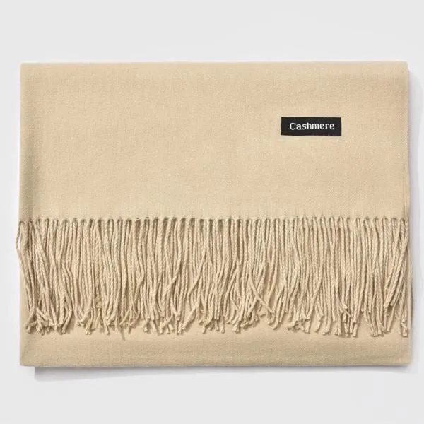 Fringed Cashmere Scarf Solid Colors
