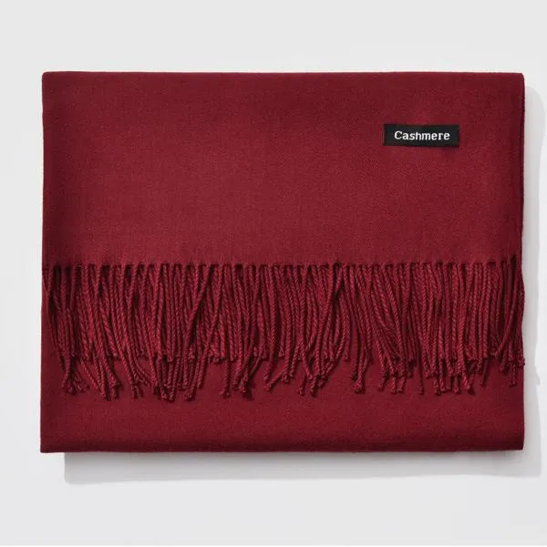 Fringed Cashmere Scarf Solid Colors