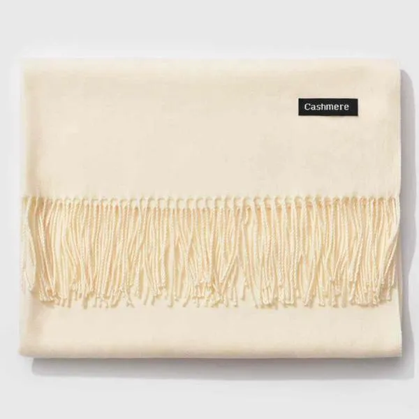 Fringed Cashmere Scarf Solid Colors