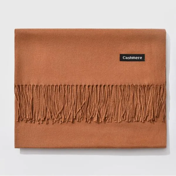 Fringed Cashmere Scarf Solid Colors