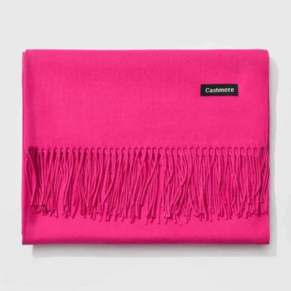 Fringed Cashmere Scarf Solid Colors