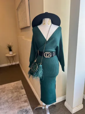 Front Overwrap Kimono Knit Midi