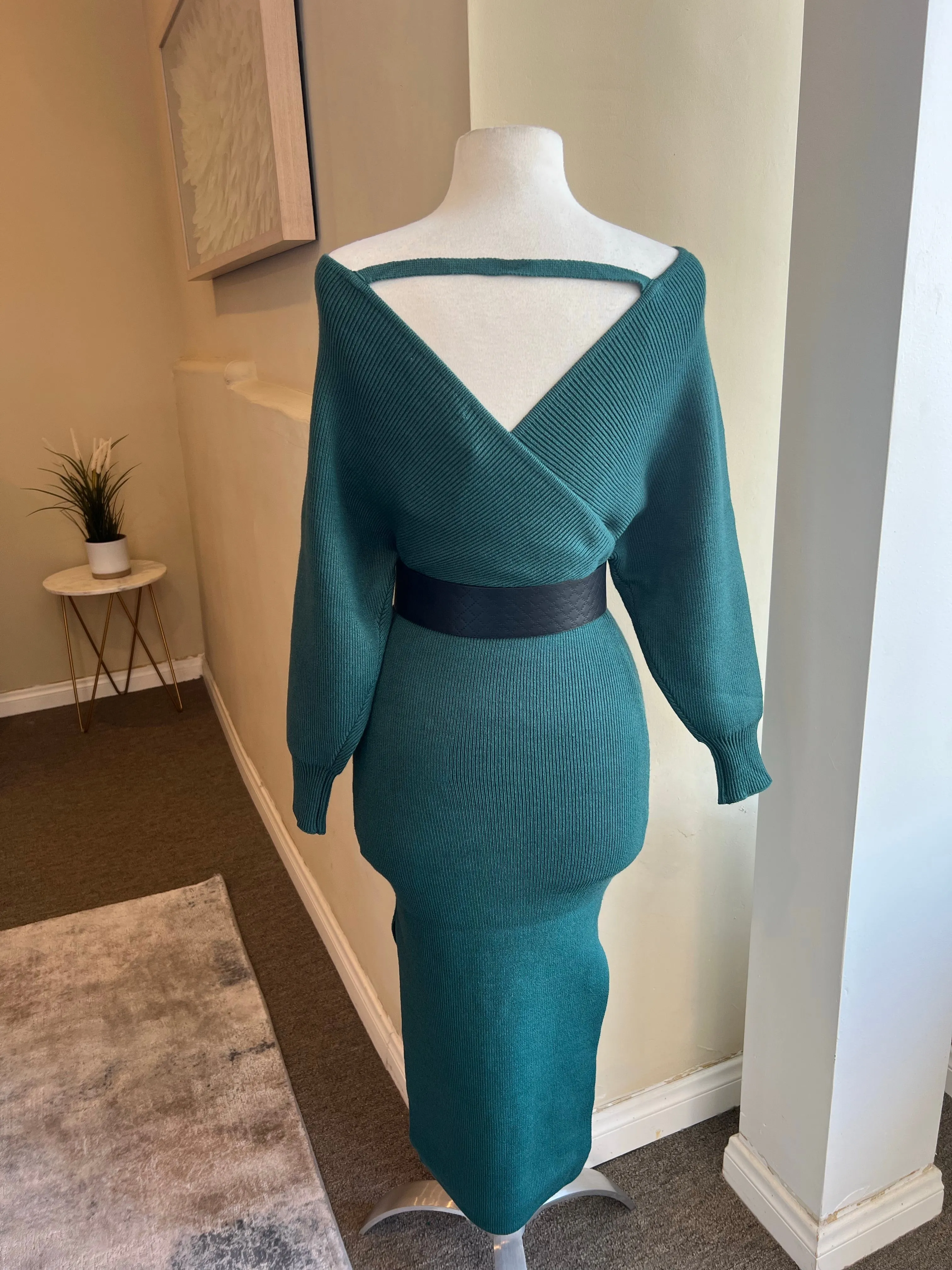 Front Overwrap Kimono Knit Midi
