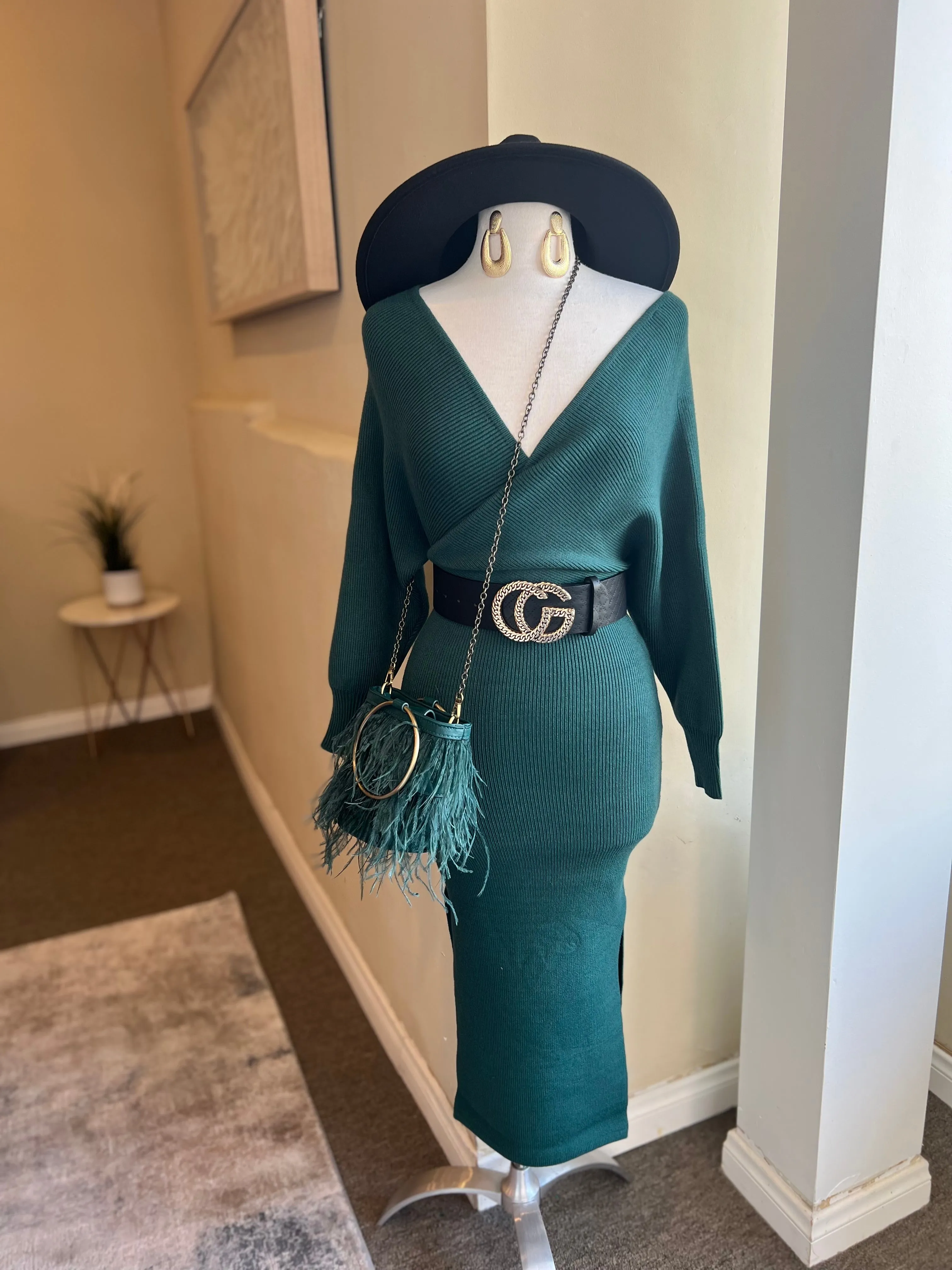 Front Overwrap Kimono Knit Midi