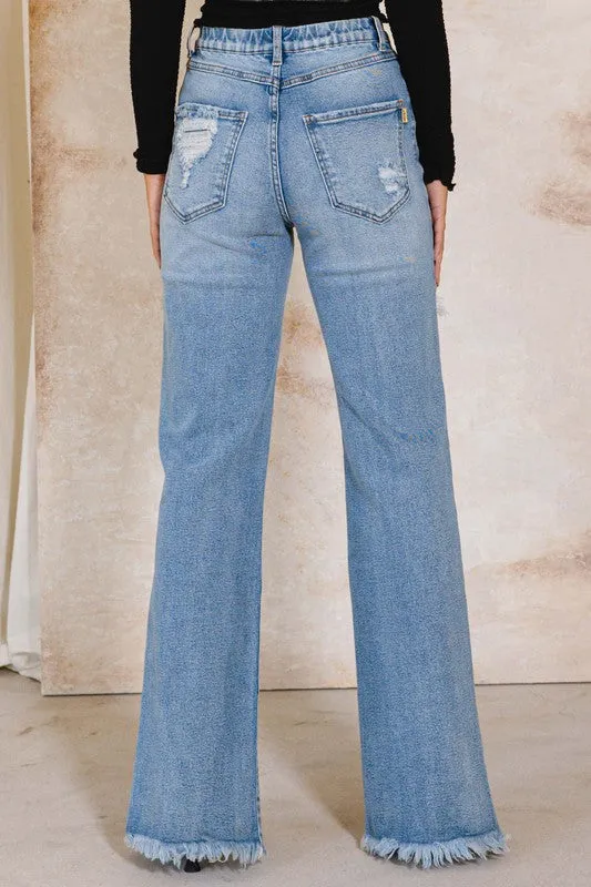 Front Row Show High Rise Distressed Wide Leg Jeans (DS) FG