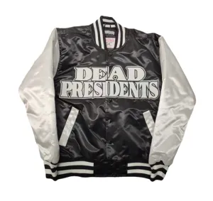 GEARHEAD DEAD PRESIDENTS BLACK AND WHITE COLLEGE BOMBER JACKET
