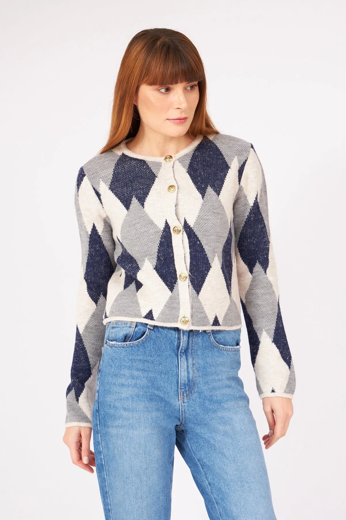 Gold Button Detailed Knitwear Cardigan