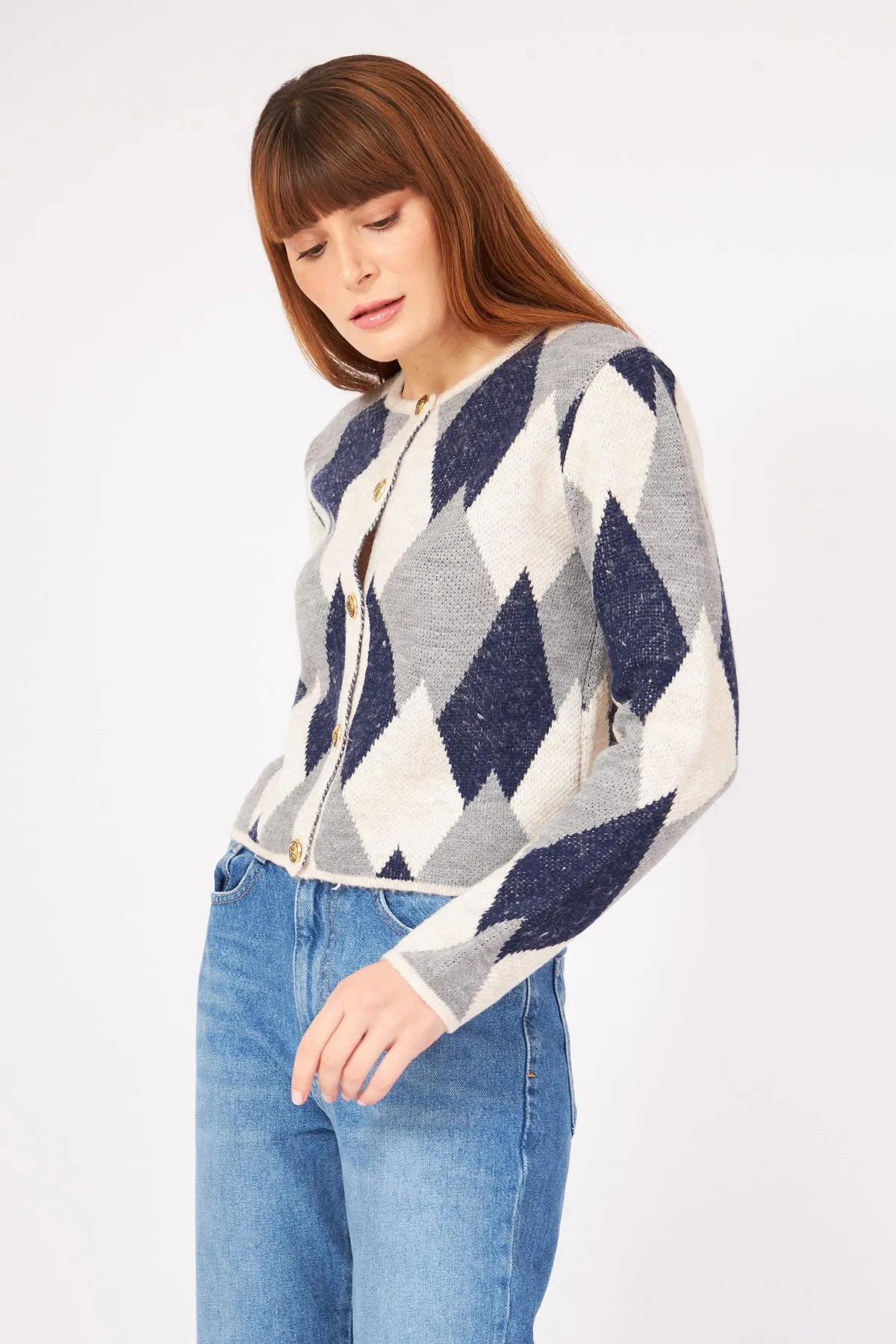 Gold Button Detailed Knitwear Cardigan