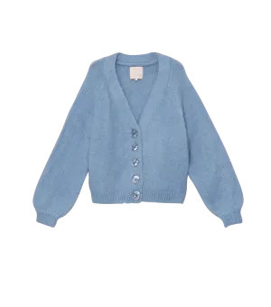 Hairy Knit Cardigan - Blue